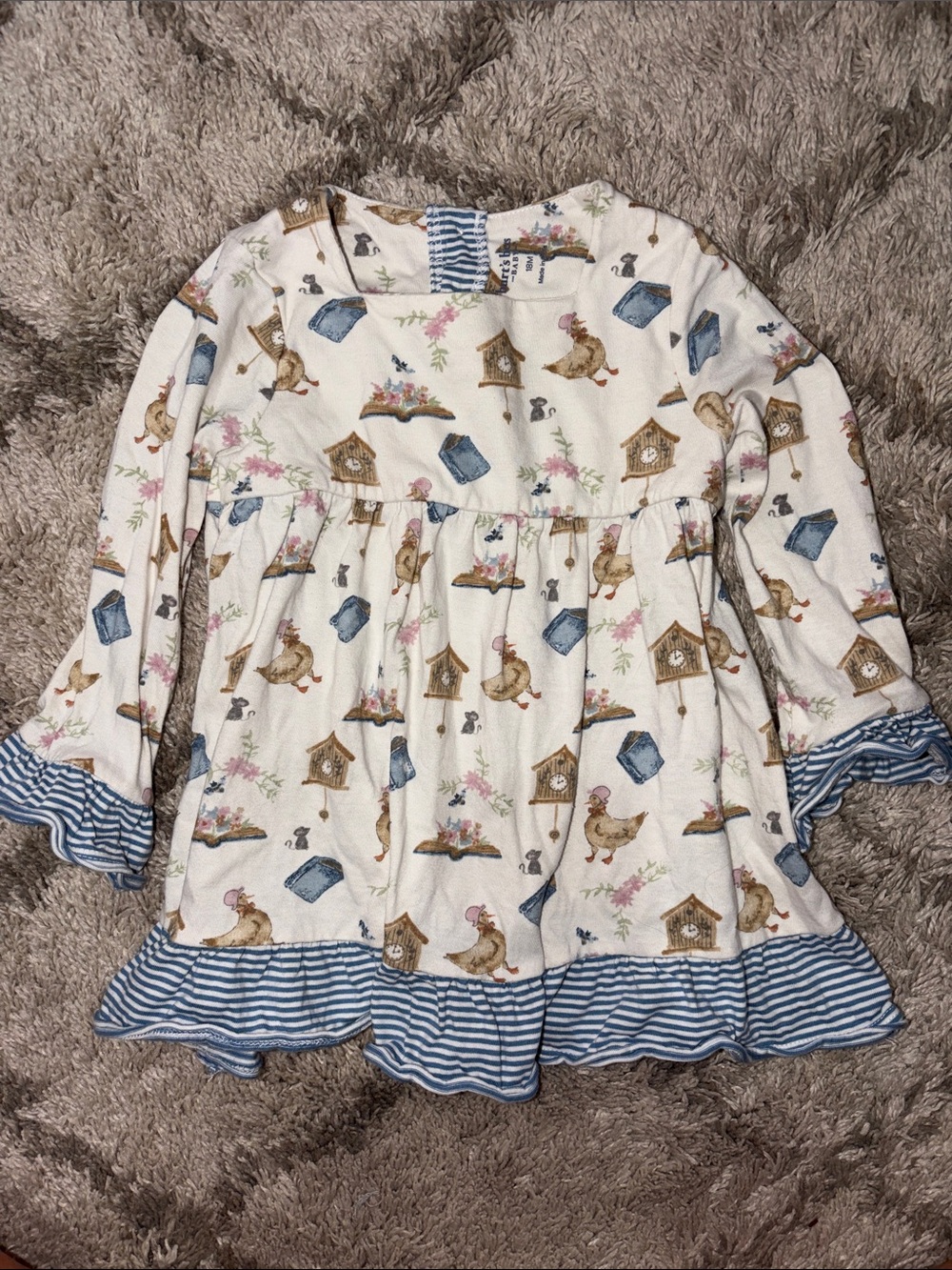 Cream Floral & Animal Ruffle Girls' Top